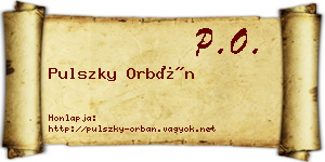 Pulszky Orbán névjegykártya